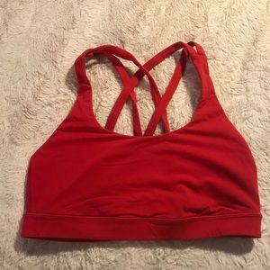 Red Lululemon sports bra